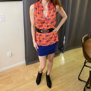 Maeve Neon Orange Octopus 🐙 Blouse Top small